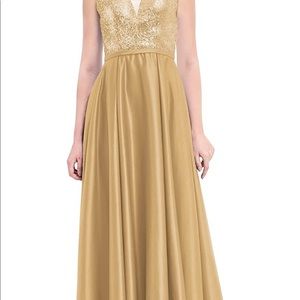 Gold satin and sequin formal gown - NWT!